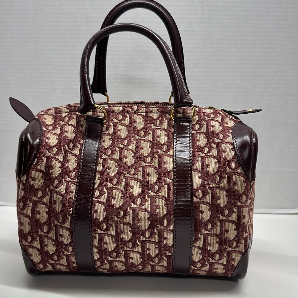 Dior Burgundy and Cream Patterned Bag